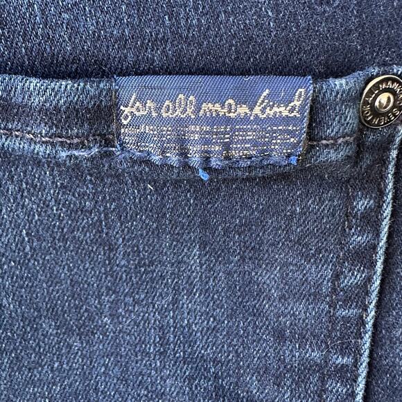 7 For All Mankind Jeans 30 High Waist Ankle Skinny Dark Wash Raw Hem Stretch - Picture 6 of 10